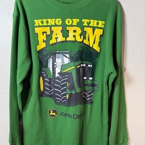 John Deere Green Kids Long Sleeve Shirt Tractor King of the farm L14/16